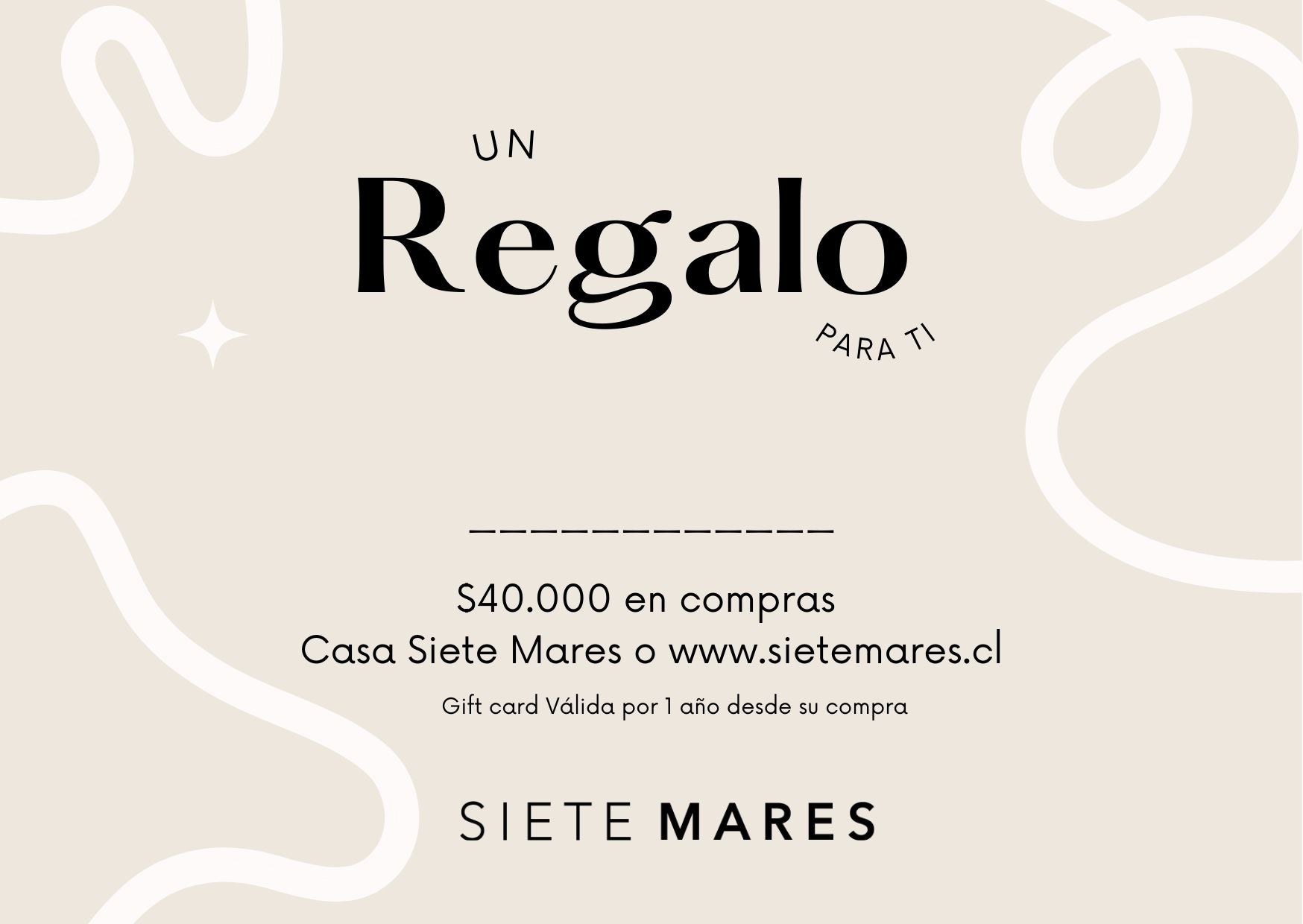 GIFT CARD SIETE MARES $40.000 - Tienda Siete Mares