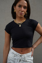 LUCY TOP MIDI NEGRO TOPS - Tienda Siete Mares